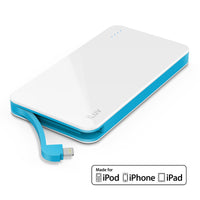 iLuv myPower 50L 5000mAh Slim Portable Battery Pack with integrated lighting cable - White