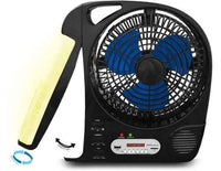 TECHNICAL PRO RECHARGEABLE CAMPING FAN WITH RADIO SPEAKER AND LED WORK LAMP FS1BTC, BLACK