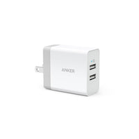 ANKER 24W 2-PORT USB WALL CHARGER, WHITE