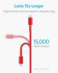 ANKER  POWERLINE SELECT+ LIGHTNING CABLE RED (6FT), RED