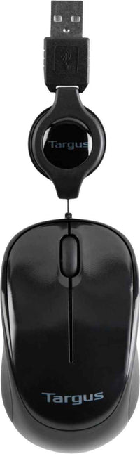 TARGUS COMPACT MOUSE WITH BLUE TRACE TECHNOLOGY FOR TRACKING, 2.5-FOOT USB CORD, BLACK