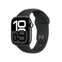 APPLE WATCH SERIES 10 GPS 42MM ALUMINUM CASE WITH BLACK SPORT BAND S/M, JET BLACK ALUMINUM