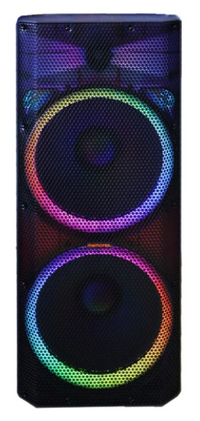 MEMOREX 15" TWIN PA SPEAKER WITH LIGHTING, BLUETOOTH, SD, USB, OUTPUT POWER 200WATTS, BLACK