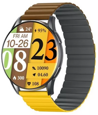 KIESLECT SMART WATCH K11 PRO IOS & ANDROID COMPATIBLE 1.43" AMOLED / YELLOW/BROWN/GRAY STRAP, BLACK